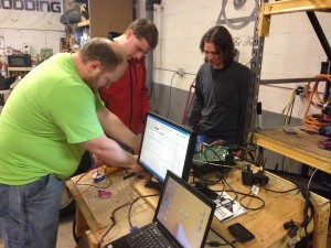 Nate, Byron, and Kyle working on smart hack